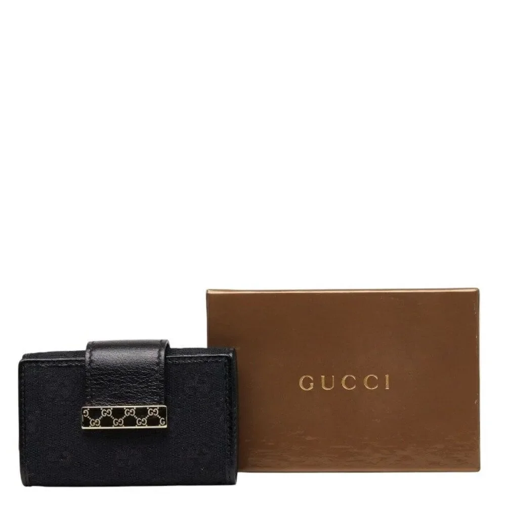 Gucci GG Canvas Logo Plate Key Case